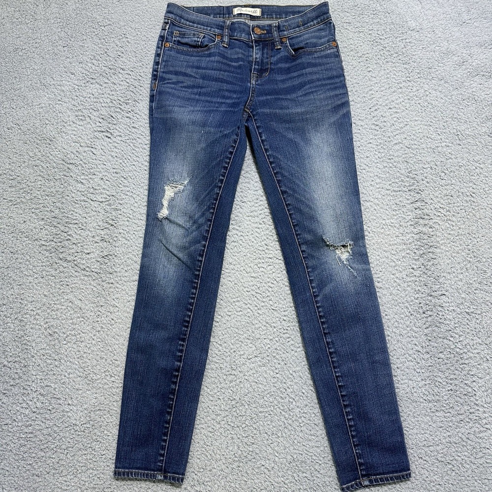 Madewell Women's Size 26 Skinny Denim Jeans Size Medium Wash Distressed Faded‎